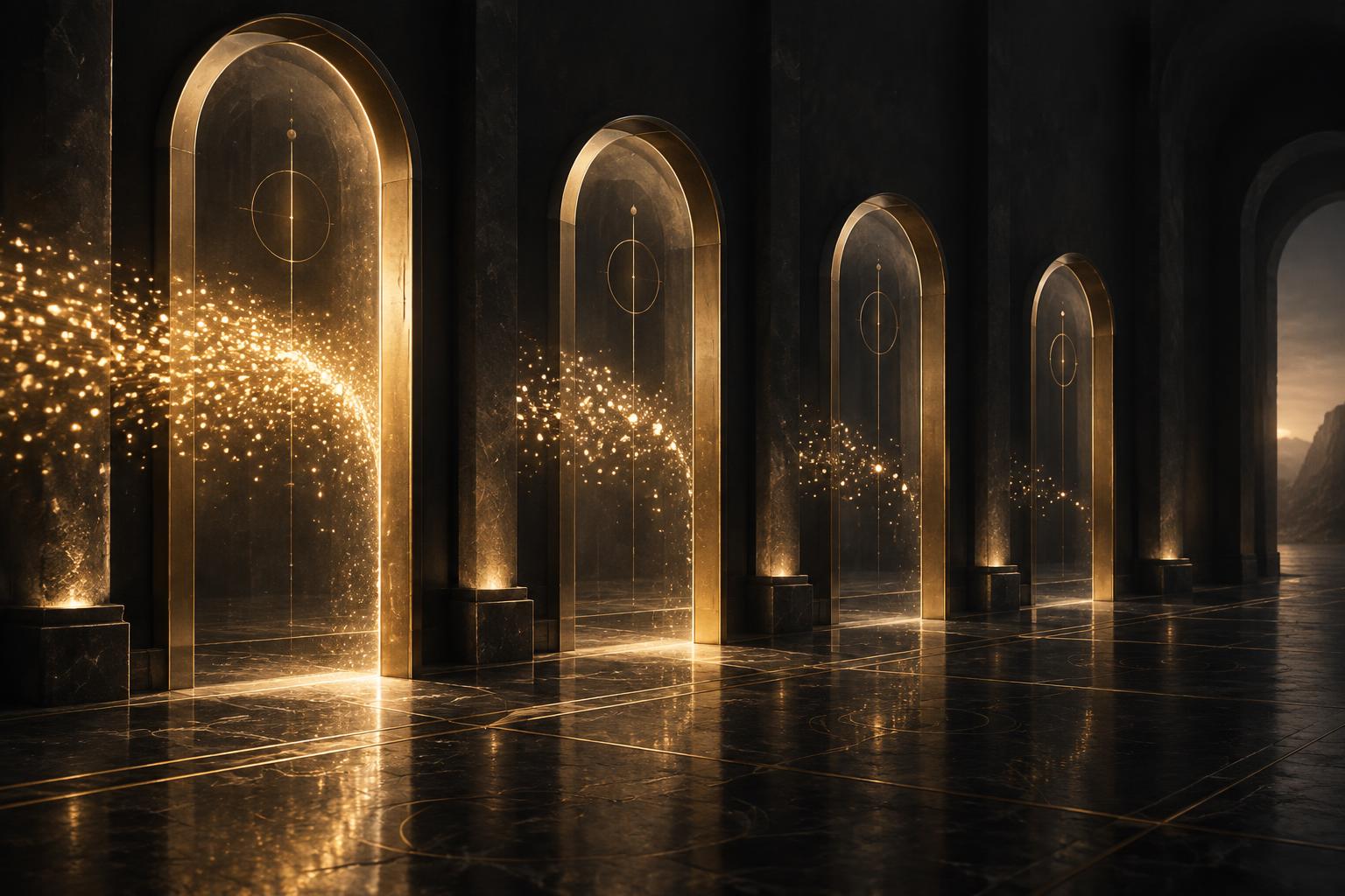 Four illuminated thresholds representing drop-off across the regulated trading customer journey