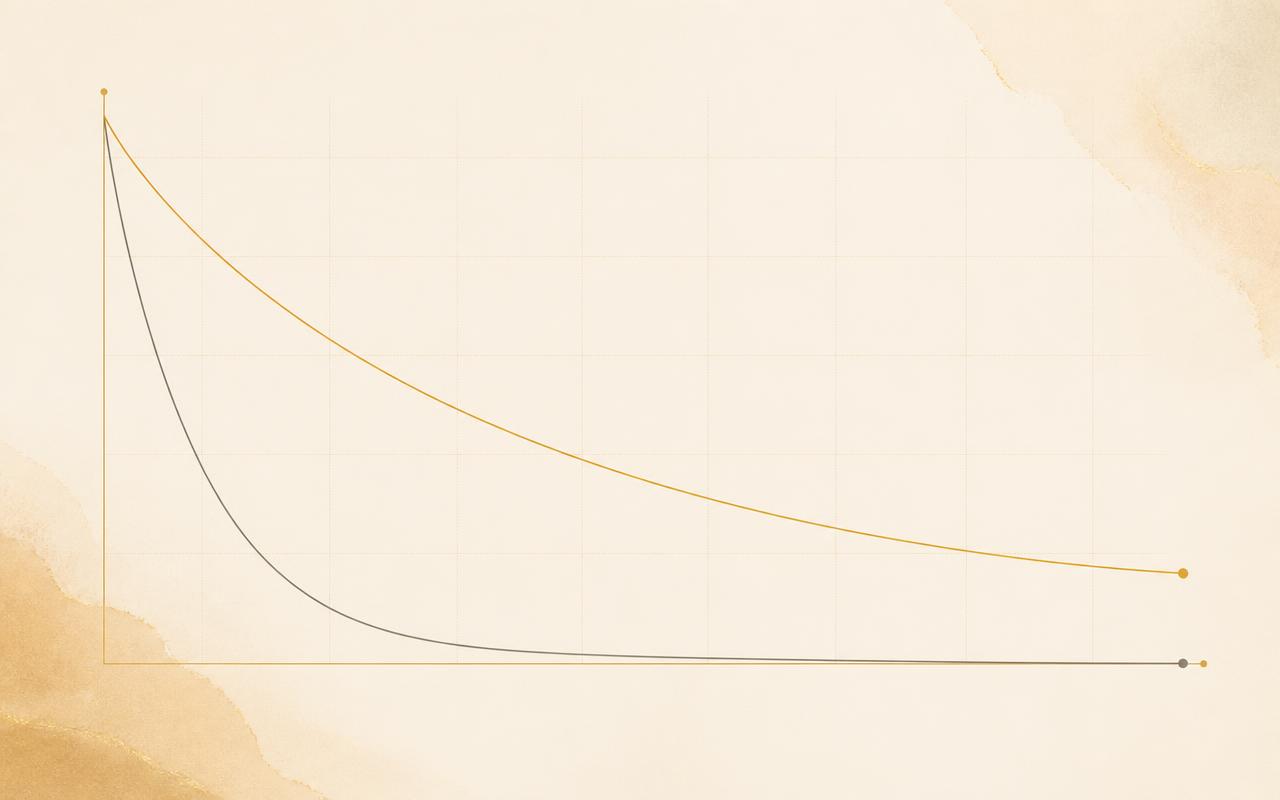 Retention decay curve versus a sustained curve